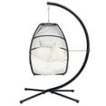 thumbnail image 5 of SEGMART Outdoor Hanging Egg Chair with Stand, Wicker Hanging Swing Chair with Steel Frame and UV Resistant Cushion, Hammock Basket Egg Chair, 250lbs Capacity for Indoor Outdoor Yard Balcony Patio, 5 of 11