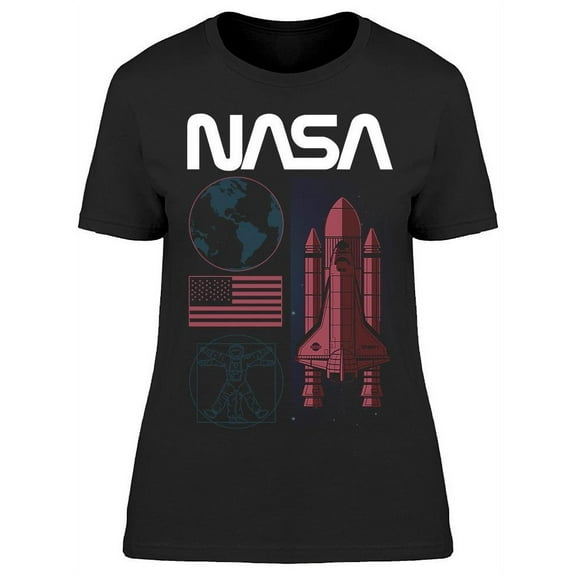 NASA Space Exploration And Aeronautic Women T-Shirt, Female Large