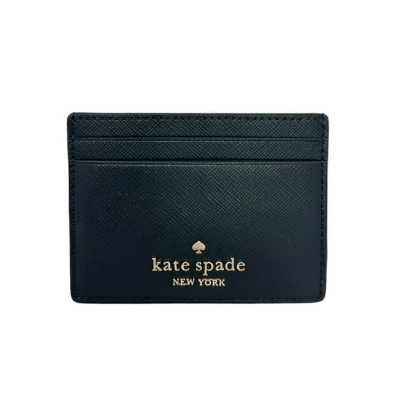 Kate Spade Madison Small Slim Card Holder Black Saffiano Leather Wallet KI368