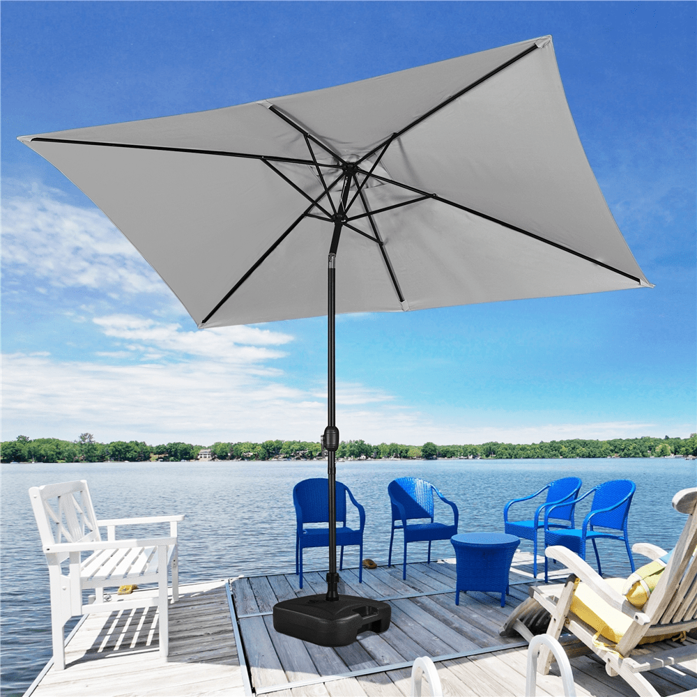 Renwick Outdoor Rectangular Patio Umbrella with Adjustable Canopy, Gray