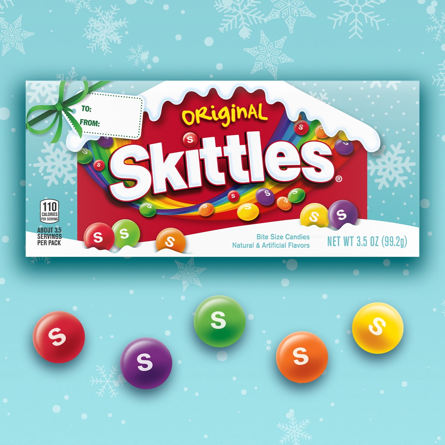 (12 pack) Skittles Original Chewy Christmas Candy Holiday Theater Box - 3.5 oz