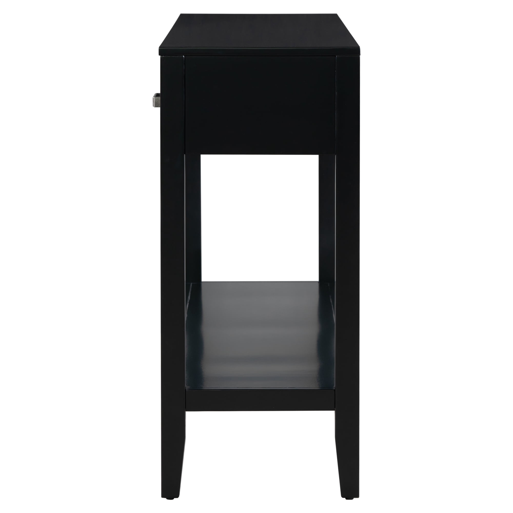 EUROCO 59.1" Longer Console Table, Narrow Wood Sofa Table with 3 Drawers and Open Storage Shelf,2 Tier Behind Couch Table Entryway Table for Living Room,Entryway,Hallway,Black
