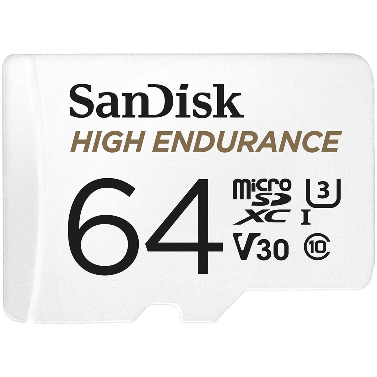 SanDisk 64GB High Endurance microSDHC C10, U3, V30, 4k UHD Memory Card with Adapter (SDSQQNR-064G-GN6IA)