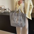 thumbnail image 3 of Sac de Magasinage Mode Été 2024, Sac en Toile Rayée, Grande Capacité, Loisirs Avancés, Léger, Sac pour Cours d'Étudiant, 3 of 5