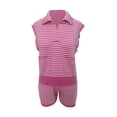 thumbnail image 5 of Yunliwuli Women’s Two Piece Summer Outfits Sleeveless Striped Knit Tank Tops and Shorts Set Loungewear, 5 of 9