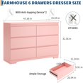 thumbnail image 3 of Commode Moderne Rose à 6 Tiroirs, Commode Moderne Simplement, Commodes à 6 Tiroirs pour le Rangement des Vêtements pour Chambre, Commode Double en Bois pour Chambre, Salon, Entrée, 3 of 4