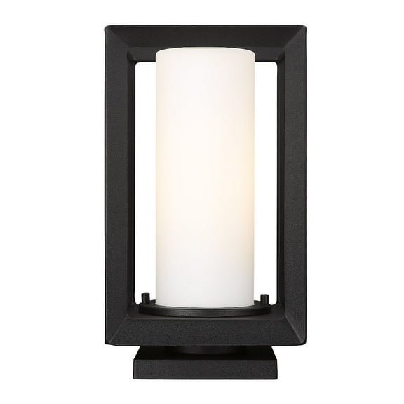 2073-OPR NB-OP-Golden Lighting-Smyth - 1 Light Outdoor Pier Mount-13.25 Inches Tall and 7.5 Inches Wide-Natural Black/Opal Finish