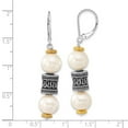 thumbnail image 3 of Sterling Silver With 14k 8/10mm Freshwater Cultured Pearl and Barrel Earrings, 3 of 3