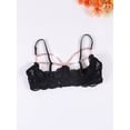 thumbnail image 4 of Womens Bralette Unlined Busiter See Through Balconette Teddy Bra Half Cup Lace Bra Sexy Chain Decor, 4 of 7