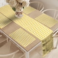 thumbnail image 2 of Ambesonne Striped Table Runner & Placemats, Wavy Horizontal Art, Placemat 4 pcs + Runner 16"x72", Yellow and White, 2 of 2