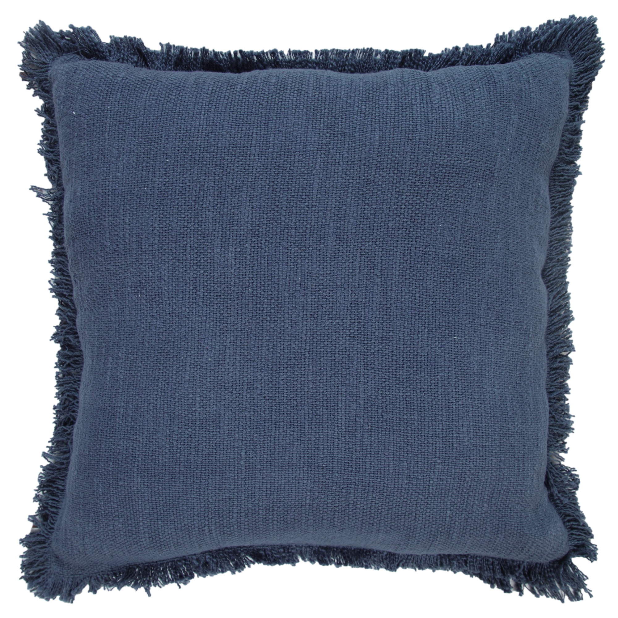 Ox Bay Bennett 20" x 20" Blue Solid Fringed Cotton Adult Decorative Throw Pillow Cover