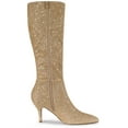 thumbnail image 3 of BLISSFUL STEP Valentine's Women's Sparkle Glitter Stiletto Heel Knee High Boots Gold 6, 3 of 7