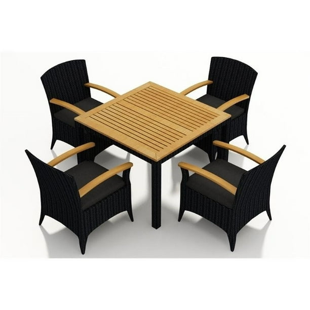 Harmonia Living Arbor 5 Piece Square Patio Dining Set in Charcoal