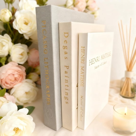 Decorative Books Boxes for Home Decor Set of 2 Linen Faux Books for Coffee Table Stylish Decorative for Bookshelf Aesthetic Fake Book for Modern Home Decoration (Sage-Beige-White)