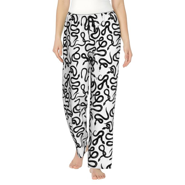 Balery Hand Drawn Snake Pantalones de pijama para mujer, pijamas ultraligeros, pantalones de estar por casa-Large