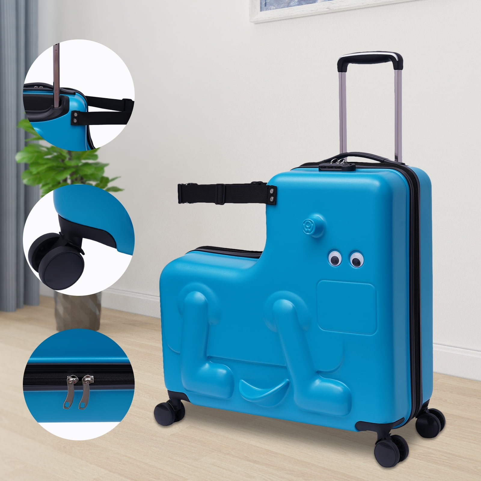 24 Inch Children's Ride On Trolley Luggage, Portable Universal Wheel  Luggage, Waterproof Unisex Boys Girls Travel Suitcase with Lock Rideable  Luggage