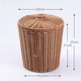 thumbnail image 1 of Cubo de almacenamiento de plástico tejido, cesta de almacenamiento creativa con tapa, bote de basura de escritorio, cesta de almacenamiento para sala de estar, dormitorio y baño, 1 of 5