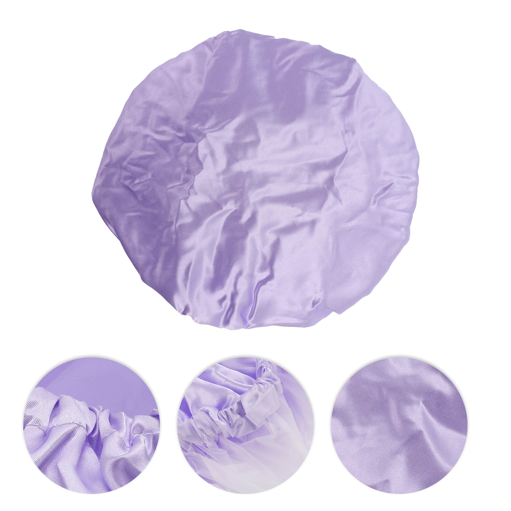 Unique Bargains Double Layer Shower Cap Hair Cap for Bath 1Pc Purple