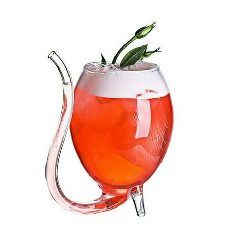 

LWXQWDS 1pc Red Wine Glass Transparent Cup Mug With Built in Drinking Tube Straw Water Cup