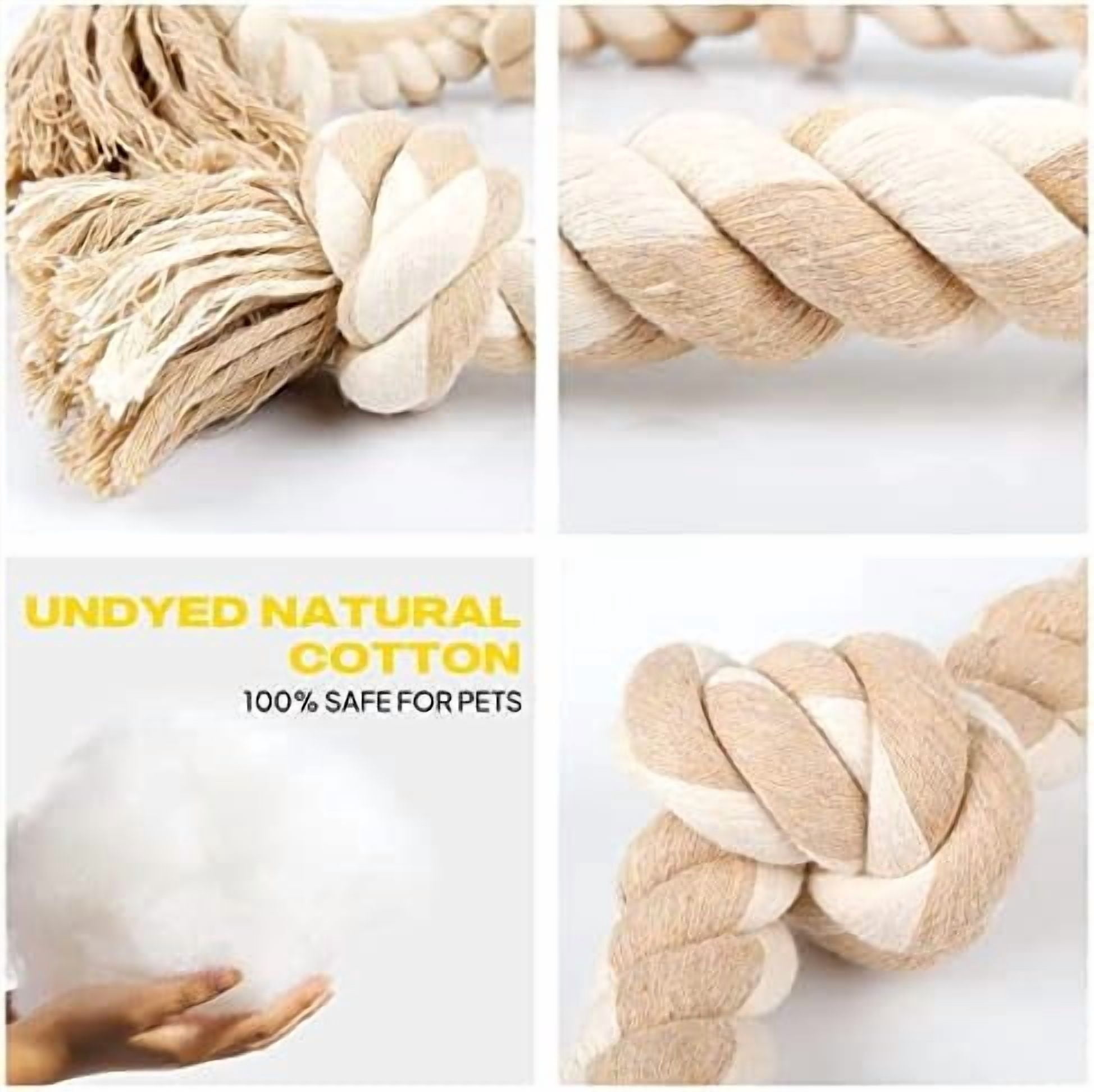 Dog Rope Toys for Aggressive Chewers,Large Dog Toy Designed for Tug of War, Tough Dog Rope Toy Indestructible Made of Undyed Natural Cotton, 29" Large Dog Toys with 3 Big Knots and a Handle