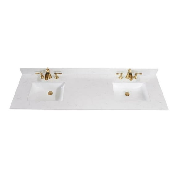 Pemberly Row Engineered Stone Double Basin Vanity Top in White