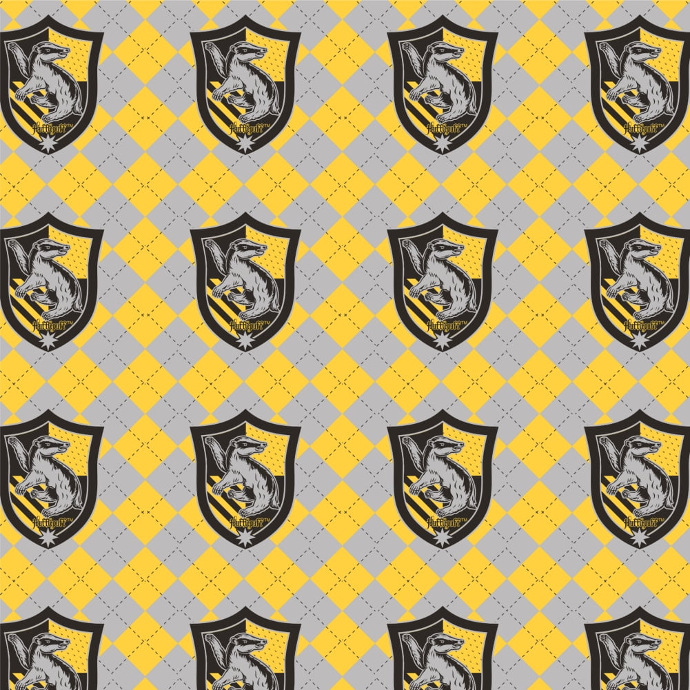 Harry Potter Hufflepuff Plaid Sigil Premium Roll Gift Wrap Wrapping
