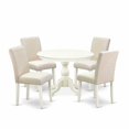 thumbnail image 2 of East West Furniture HBAB5-LWH-02 5 Piece Kitchen Table Set - Linen White Dining Room Table and 4 Light Beige Linen Fabric Kitchen Chairs with High Back - Linen White Finish, 2 of 9