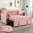 thumbnail image 2 of Bonzy Home 55 Inch Convertible Sofa Bed Adjustable Backrest Versatile Velvet Sofa Pull out Bed for Living Room, Dreamy Pink, 2 of 7