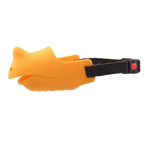 Bozal de silicona transpirable y ajustable para perros, antimordeduras y ladridos, color amarillo, talla M (circunferencia de la boca: 13,5-16 cm/5,3-6,3 pulgadas)