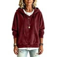 thumbnail image 6 of Women's Velvet Hoodie,Long Sleeve Drawstring Pullover Sweatshirt,Loose Fit Casual Fall and Winter Top, 6 of 9