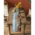 thumbnail image 5 of Wildflowers Table Runner 120 Inches, Oil Painted Floral Blue Coastal Sea Bed Runner Dresser Scarves Tabletop for Indoor Outdoor Parties/Ceremony/Banquet, 13"x 120", 5 of 8