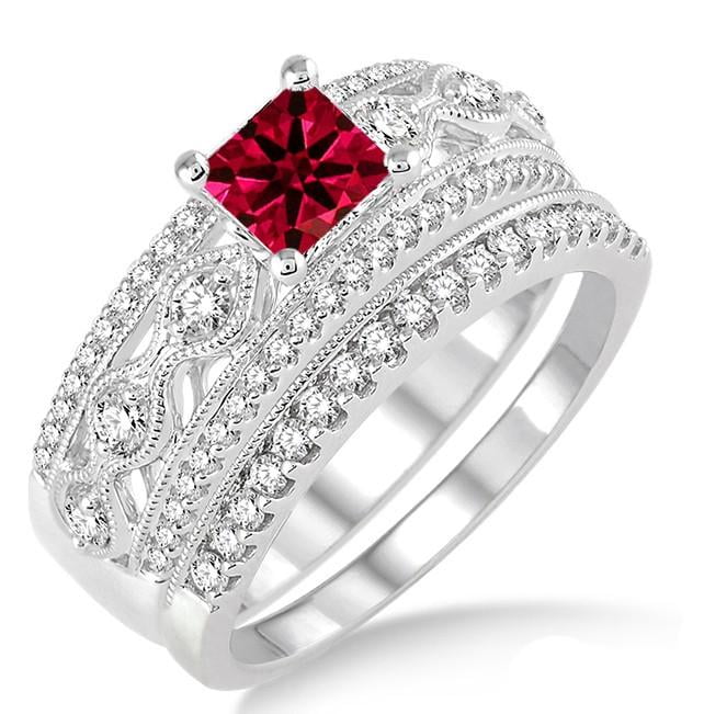 Details about   2.5 ct Round Cut Ruby Stone Wedding Bridal Classic Ring 14k White Gold 