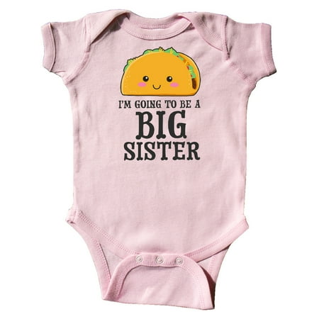 

Inktastic I m Going to Be a Big Sister with Taco Illustration Gift Baby Girl Bodysuit
