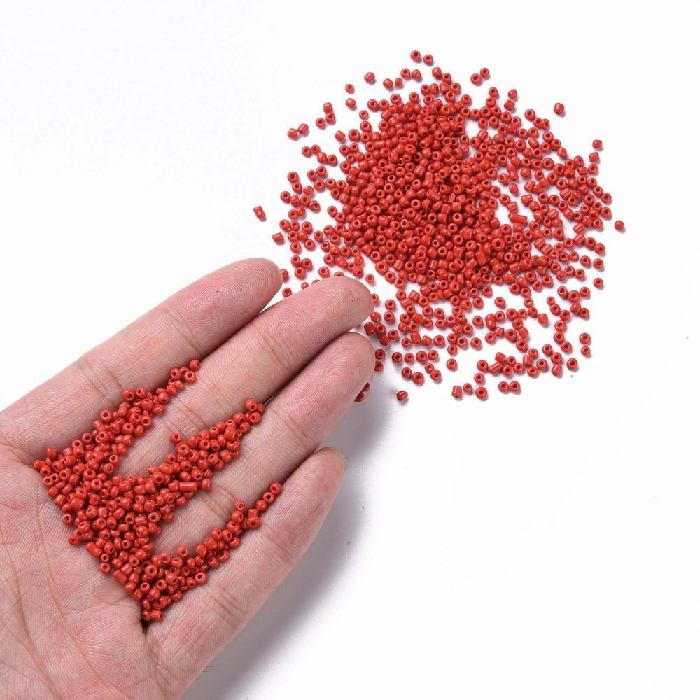 Glass Seed Beads Opaque Colours Seed Small Craft Beads for DIY Jewelry Making Round Red 2mm Hole:1mm 30000pcs/pound