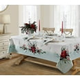thumbnail image 6 of Christmas Holly Bough Poinsettia and Holly Sprig Stonewashed Sage Set of 4 Fabric Placemats, 6 of 7