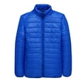 thumbnail image 2 of Mens Winter Coats Dqueduo Jackets for Men Solid Casual Stand-up Collar Zipper Cotton-padded Lightweight Jacket Coats Gifts for Men on Clearance, 2 of 3