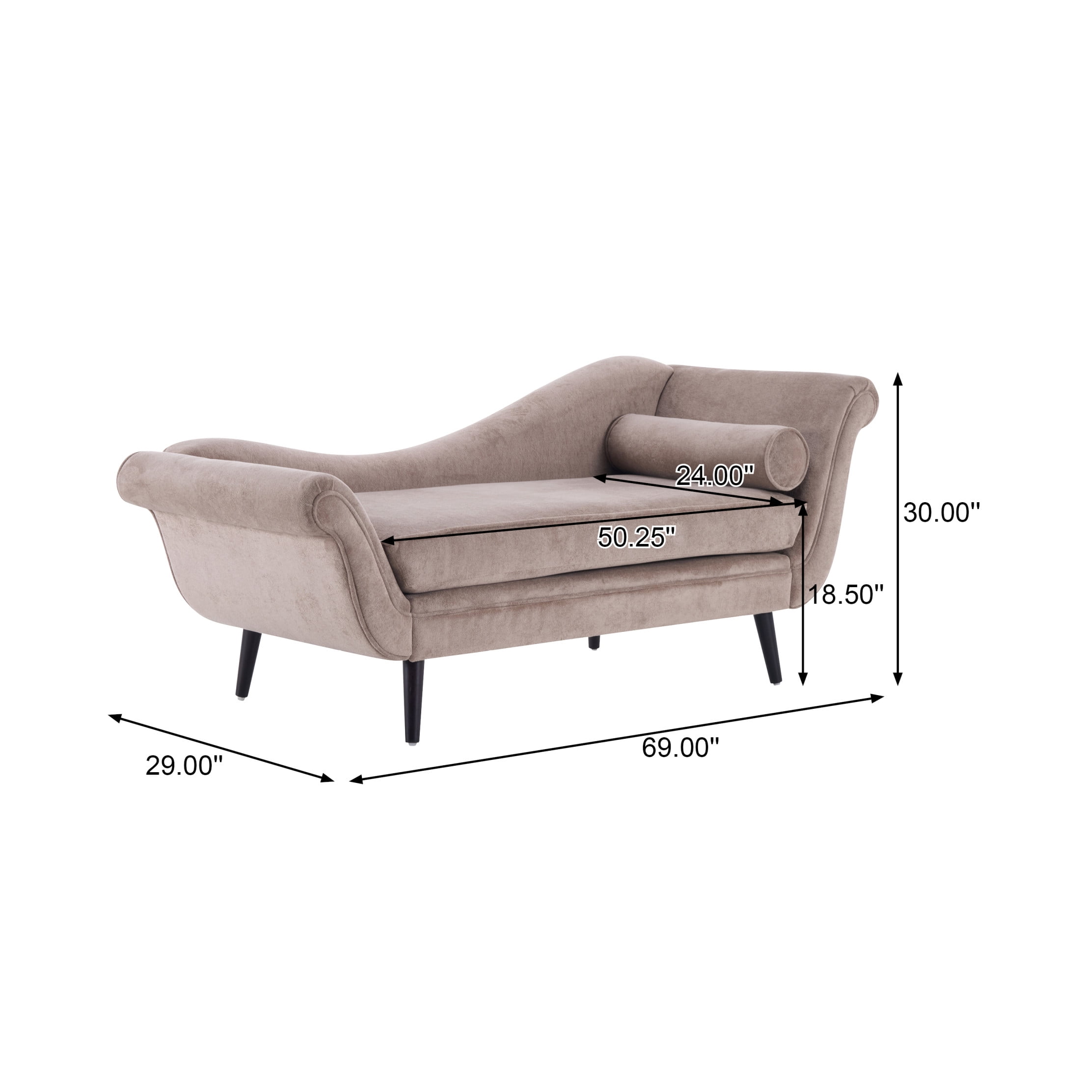 Christopher Knight Home 69" Luxury Upholstered Chaise Lounge Chair with Bolster Pillow, Light Brown