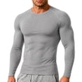 thumbnail image 2 of gzxflxpge Compression Shirts for Men Cusual Quick Dry Lightweight Breathable Long Sleeve Undershirts Regular Fit Stretch Athletic Base Layer Gray S, 2 of 9