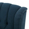 thumbnail image 6 of GDF Studio Elizabeth Contemporary Tufted Wingback Pushback Recliner, Set of 2, Navy Blue Fabric and Dark Brown, 6 of 13