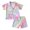 Pink, variant on Toddler Outfits For Girls Spring Summer Floral Short Sleeve Tops Shorts Pajamas Girls' Clothing Sets Dark Blue 18 Months-24 Months