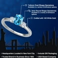 thumbnail image 2 of Gem Stone King 14K White Gold Swiss Blue Topaz and White Moissanite Engagement Ring for Women | 1.20 Cttw | Oval 7X5MM | Gemstone November Birthstone | Size 8, 2 of 6
