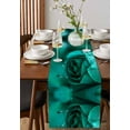 thumbnail image 2 of Green Rose Burlap Cotton Table Runner 13x70 Inches Long, Elegance Fantasy Flowers Romantic Farmhouse Table Runners, Outdoor Dining Tablecloths Decor for Baby Shower/Party/Wedding, 2 of 6