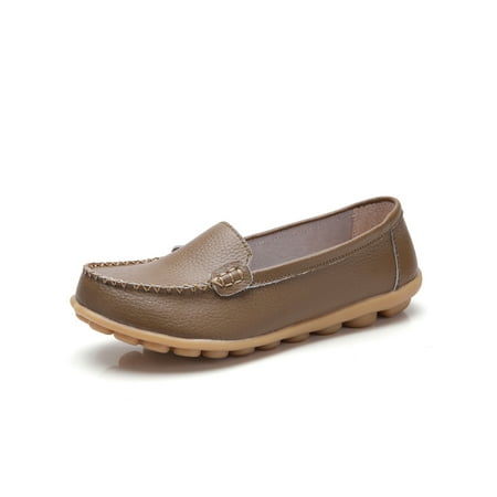 

SIMANLAN Womens Flats Round Toe Loafers Slip On Casual Shoes Ladies Comfort Nurse Shoe Women Anti-Slip Moccasin Loafer Khaki 4.5