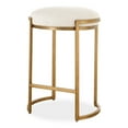 thumbnail image 2 of Benjara Fyn Counter Height Stool, Round Cream Fabric Seat, Brass Cantilever Base, 2 of 5