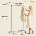 thumbnail image 6 of Riousery Heavy-Duty Stainless Steel Clothing Rack with Wheels, Adjustable Height & Length for Closet Organization, 6 of 10