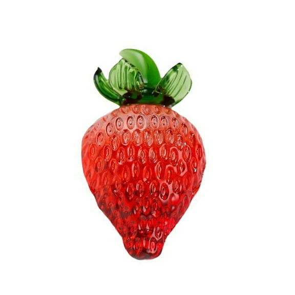 Crystal Strawberry Figurine Glass Fruit Miniature Statue Paperweight Ornament for Home Table