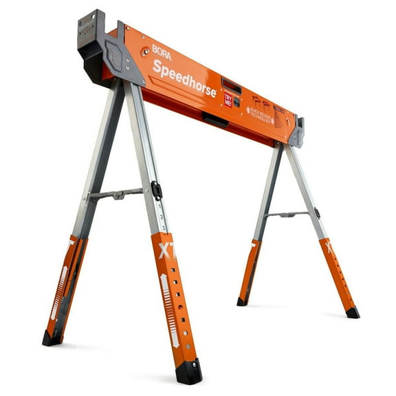 Bora Speedhorse XT Adjustable Height Sawhorse with Auto Release Legs, Steel Frame, 1500 lb, 2-Pack
