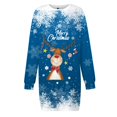 thumbnail image 4 of Wyzesi Robes Blanches pour Femmes Élégantes Robe Chandail Imprimée de Noël pour Femmes Col Rond Manches Longues Ample Sans Capuche Robe Décontractée Pyjama de Noël Costume, 4 of 5