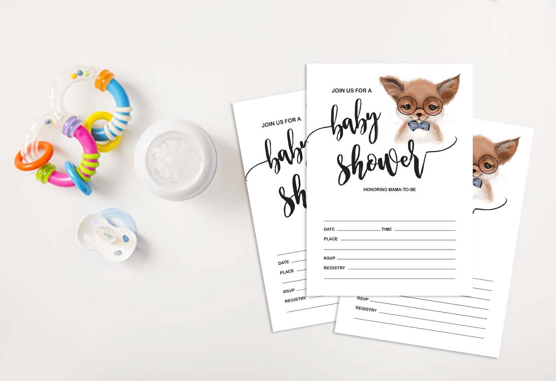 Inkdotpot 30 Fill In StyleBaby Shower Invitation Cards Fox Jungle Animals Blank Invites