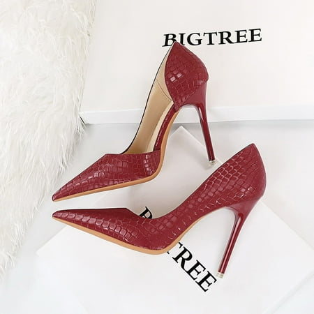 

Women‘s Side Cut Out Animal Print D‘Orsay High Heels Pointed Toe Lightweight Solid Color Pumps Women‘s Footwear